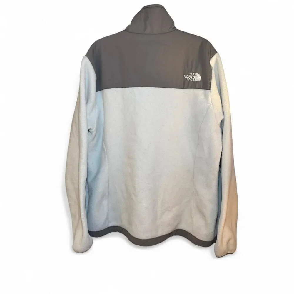 The North Face Women's grey and white fleece full zip Polartec jacket Size Large
